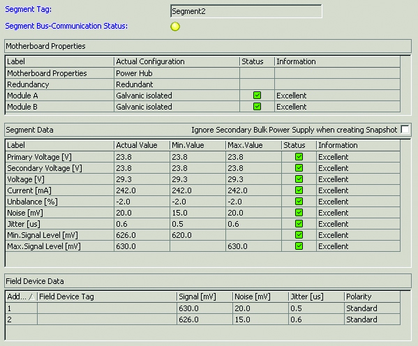 Segment evaluation with PROFIBUS PA measuring tool