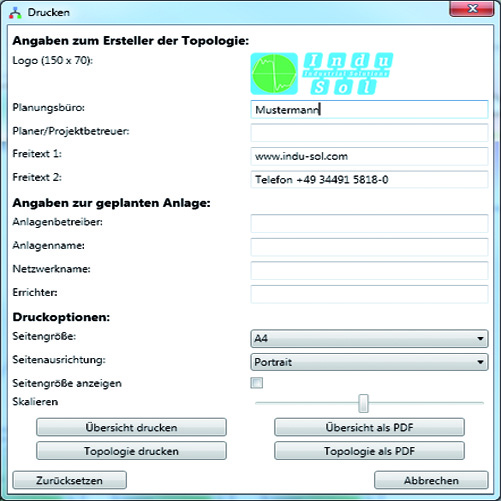 Netzwerplanung Software PROnetplan: Druckfunktion